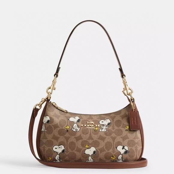 Coach Teri Shoulder Bag with Snoopy Print in Signature Canvas