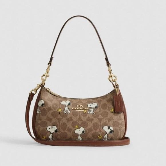 Coach x Peanuts Teri Shoulder Bag in Signature Canvas with Snoopy Print CBJ88 NWT