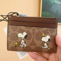 Coach x Peanuts Mini Skinny ID Case Signature Canvas Snoopy Print CBT14 NWT