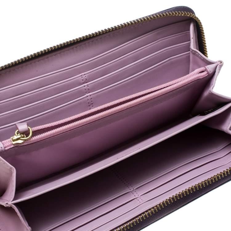 Coach C4452 Long Zip Around Wallet with Detachable Strap Signature Canvas Sport Purple