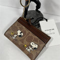 Coach x Peanuts Mini Skinny ID Case Signature Canvas Snoopy Print CBT14 NWT