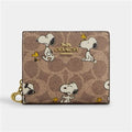 Coach x Peanuts Snoopy Snap Wallet Signature Coated Canvas CBN32 NWT