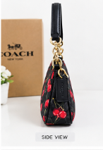 Coach Cherry Print Shoulder Bag – Black Signature Canvas Mini Crossbody Handbag
