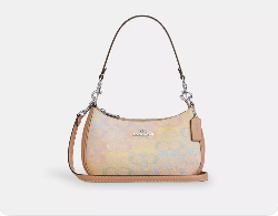 NWT Coach Teri Shoulder Bag In Rainbow Signature Canvas CDA91 Fast Shipping