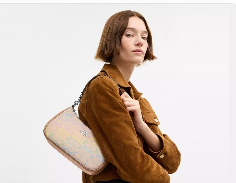 NWT Coach Teri Shoulder Bag In Rainbow Signature Canvas CDA91 Fast Shipping
