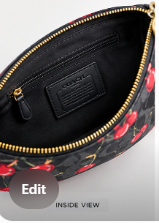 Coach Cherry Print Shoulder Bag – Black Signature Canvas Mini Crossbody Handbag