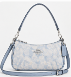 NWT Coach Teri Mini Crossbody Bag in Pretty Signature Canvas Chalk Blue CDW52