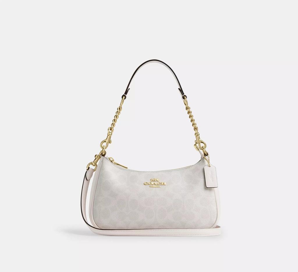 Coach Women's Teri Shoulder Bag Signature Canvas Chalk White NW give me 6 pic tetil discroption tags hs code