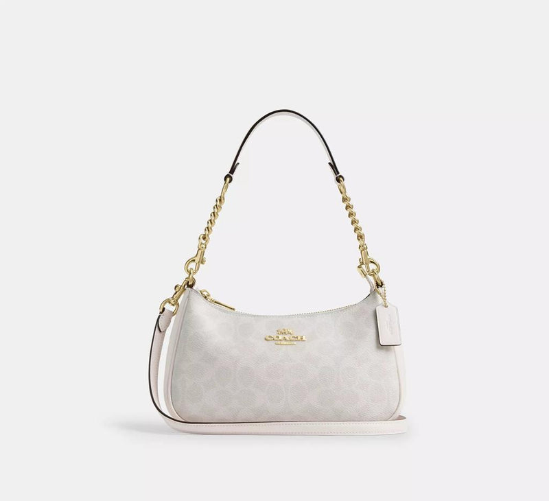 Coach Women's Teri Shoulder Bag Signature Canvas Chalk White NW give me 6 pic tetil discroption tags hs code