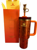 Stanley Quencher H2.0 FlowState 40oz Tumbler – Orange Handle, Straw & Karol G Floral Lid