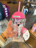 Starbucks Korea Barbie Pink Bearista Glass Cold Cup 591ml – Pink Bear Tumbler