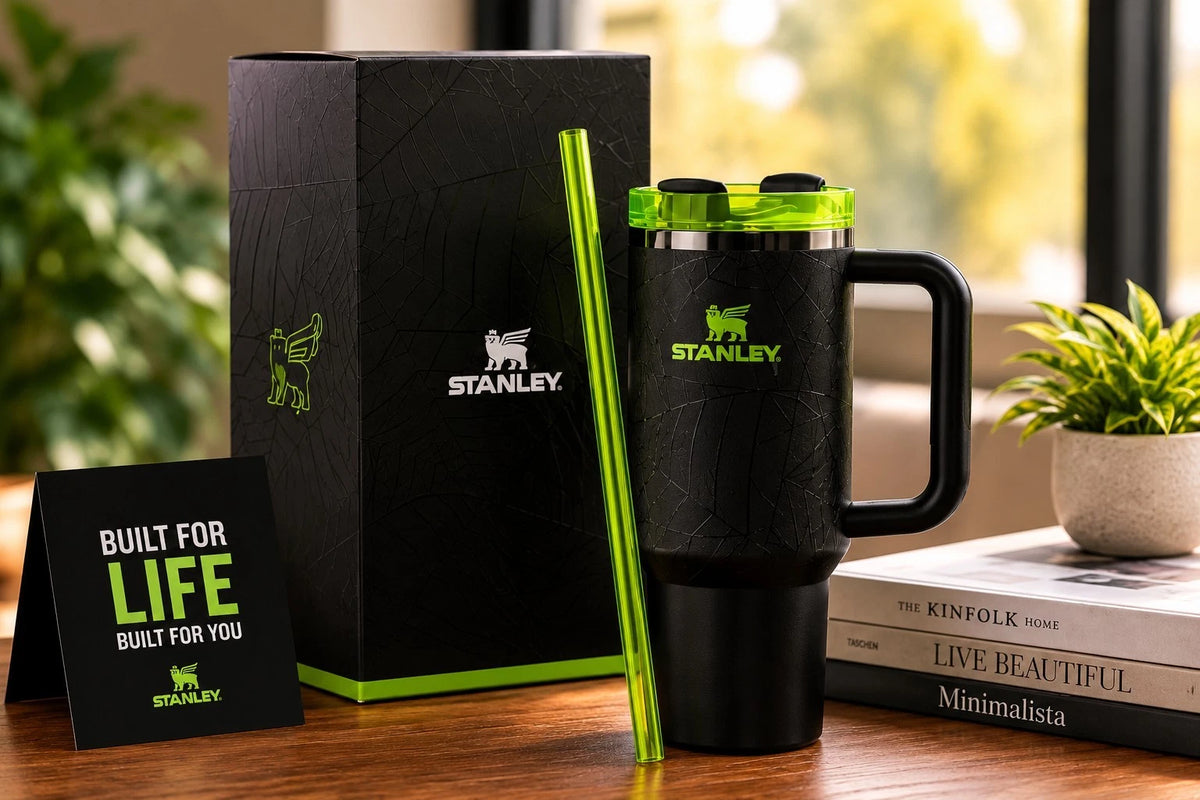 Stanley Halloween Web Glow H2.0 FlowState Quencher Tumbler – 40 oz Limited Edition