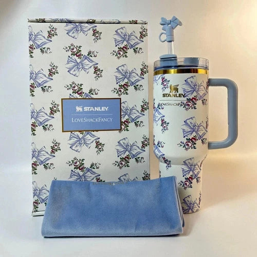 Stanley x LoveShackFancy 40oz Holiday Rosa Beaux Blue Quencher Tumbler – Gift Box