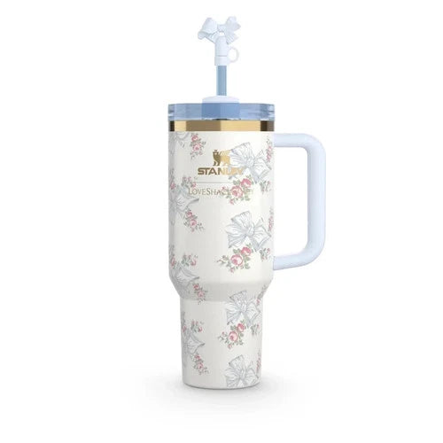 Stanley x LoveShackFancy 40oz Holiday Rosa Beaux Blue Quencher Tumbler – Gift Box