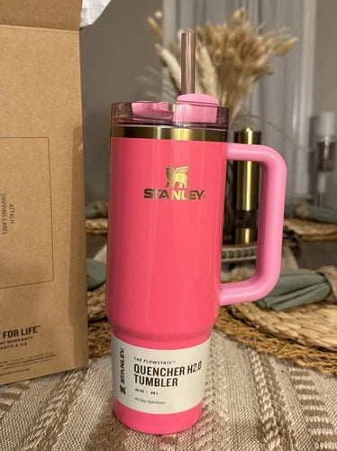 Stanley Pink Parade 30oz Quencher H2.0 FlowState Tumbler with Regular Straw – Limited Edition