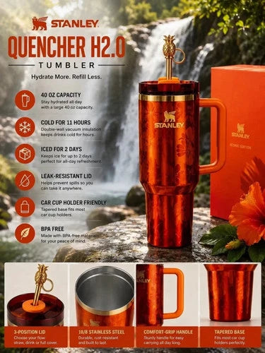Stanley x KAROL G Quencher H2.0 FlowState 40oz Insulated Tumbler – Limited Edition